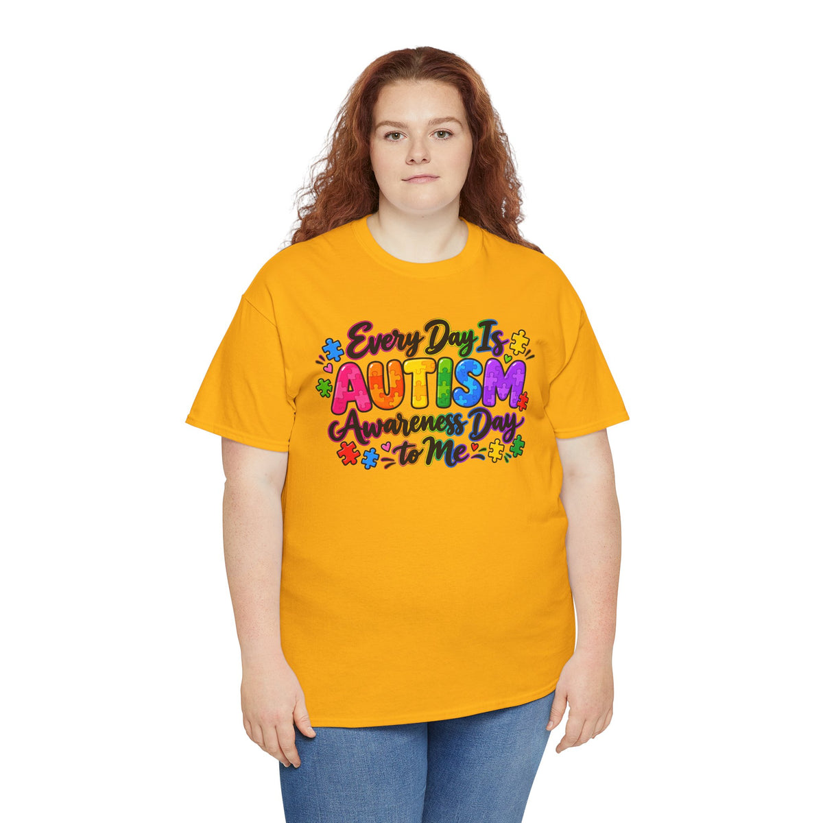 Autism Awareness T-Shirt — "Every Day Is Autism Awareness Day to Me" Colorful Puzzle Tee