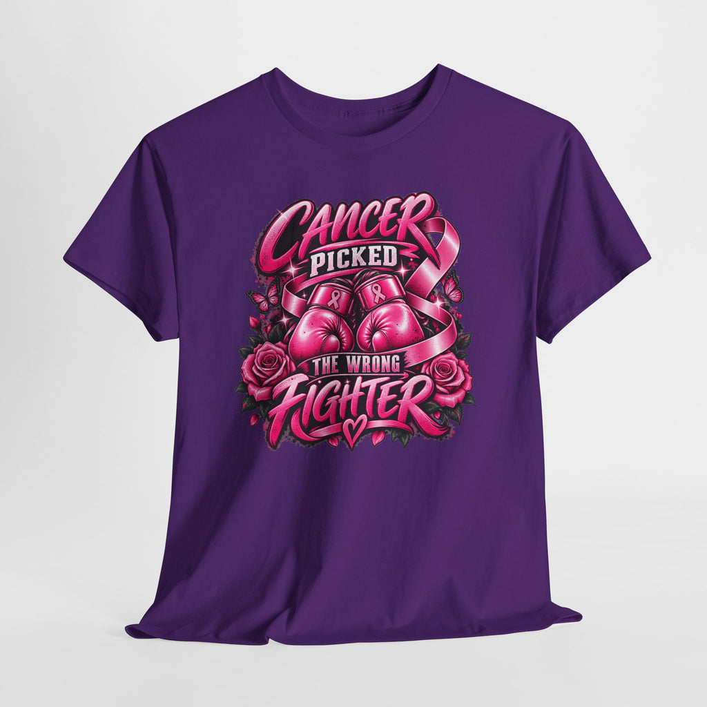 Cancer Picked The Wrong Fighter T-Shirt — Breast Cancer Awareness Support Tee