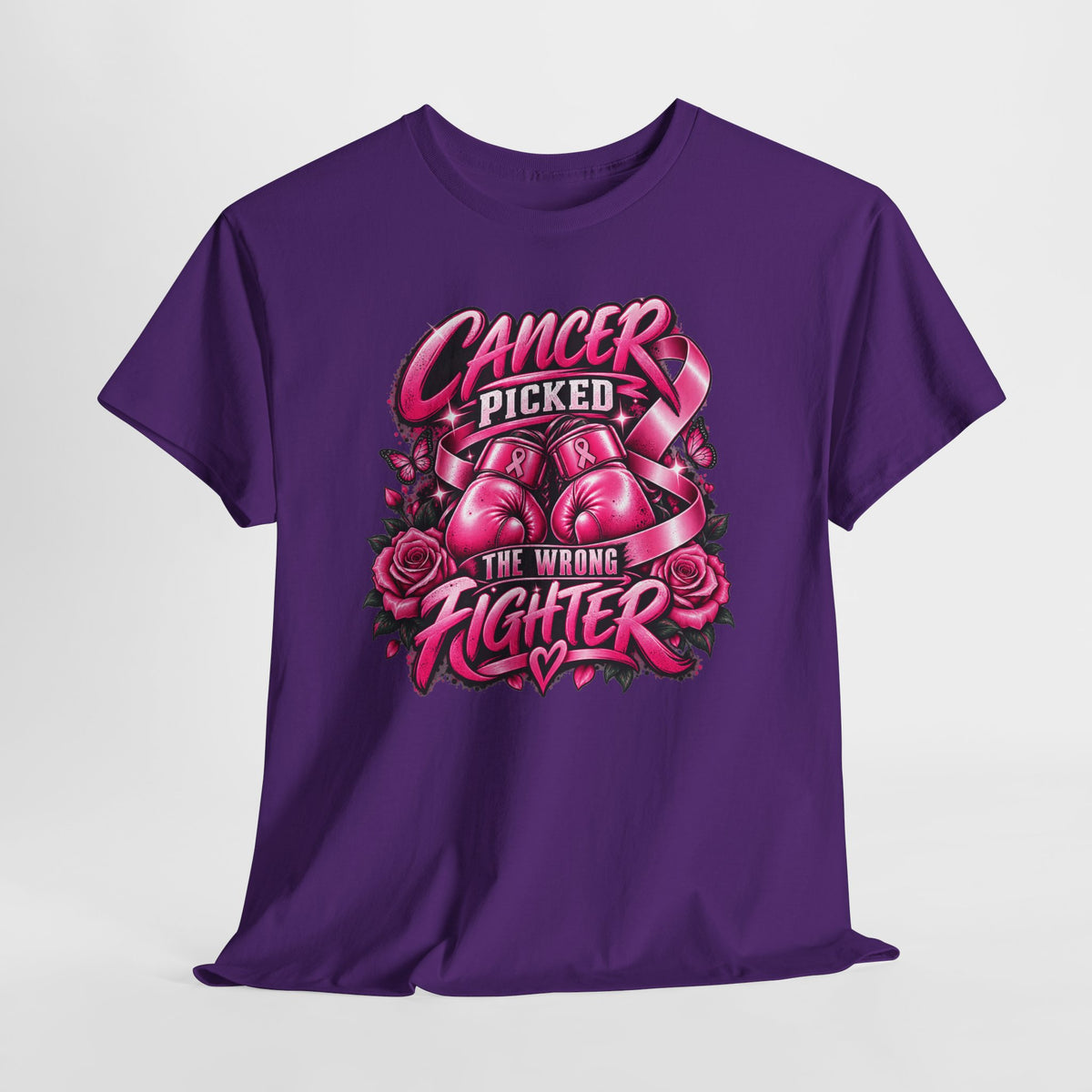 Cancer Picked The Wrong Fighter T-Shirt — Breast Cancer Awareness Support Tee