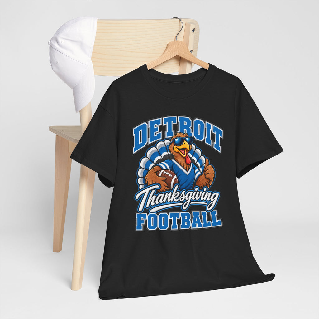 Detroit Thanksgiving Football Tee — Turkey Mascot Game Day Shirt