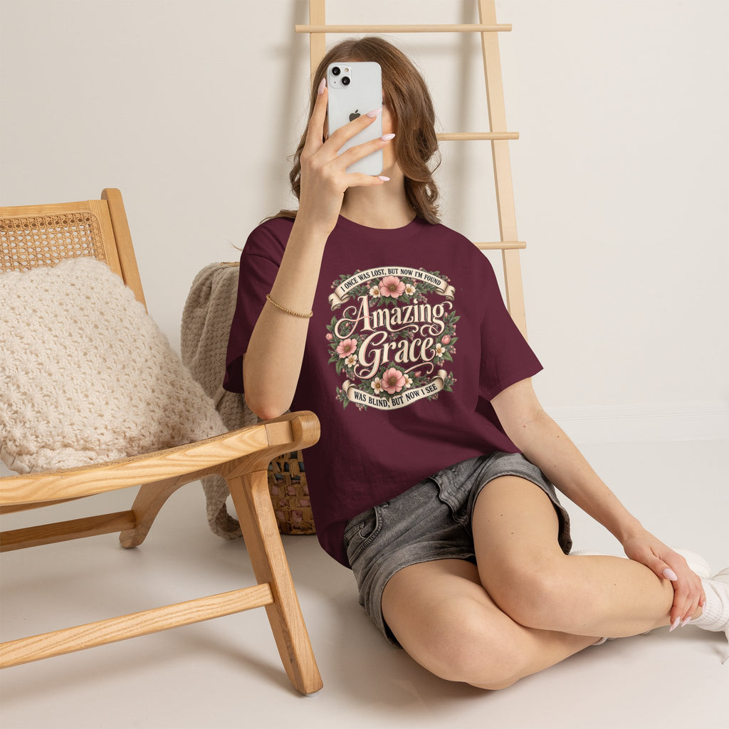 Amazing Grace Floral T-Shirt — Vintage Christian Faith Tee