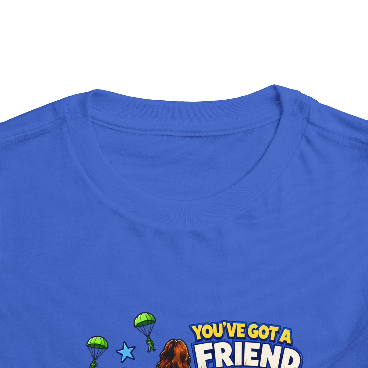 Toddler Tee — "You’ve Got a Friend in Him" Cartoon Faith & Toy Heroes Shirt