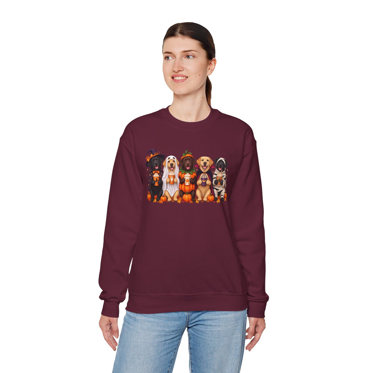 Halloween Dogs Crewneck Sweatshirt — Cute Puppies in Costumes Fall Pullover