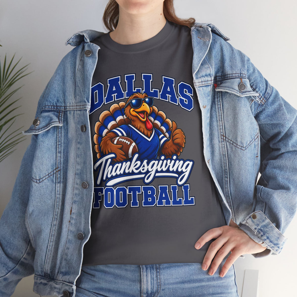 Dallas Thanksgiving Football T-Shirt — Turkey Mascot Game Day Tee