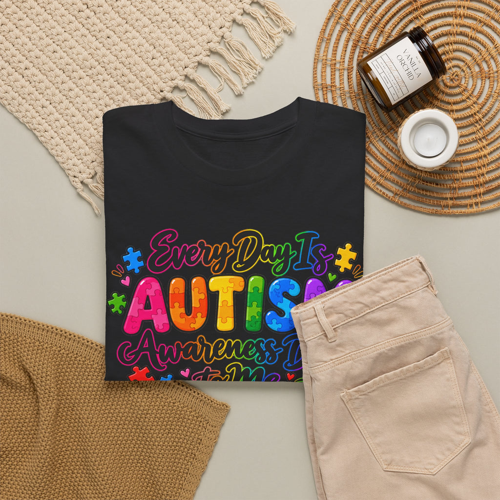 Autism Awareness T-Shirt — "Every Day Is Autism Awareness Day to Me" Colorful Puzzle Tee
