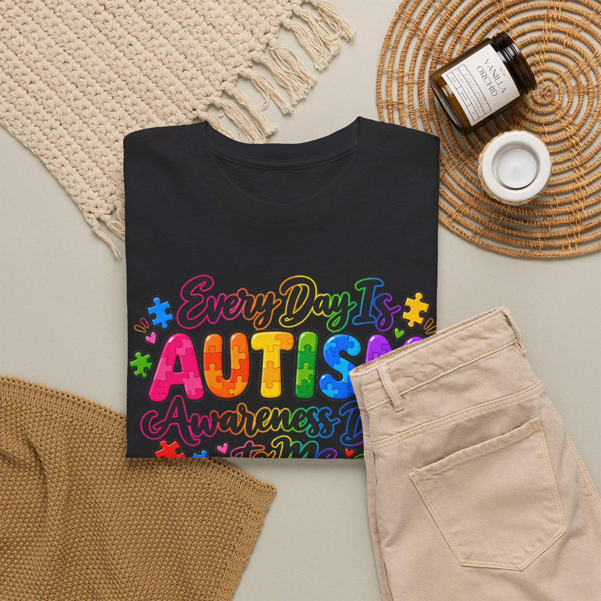 Autism Awareness T-Shirt — "Every Day Is Autism Awareness Day to Me" Colorful Puzzle Tee
