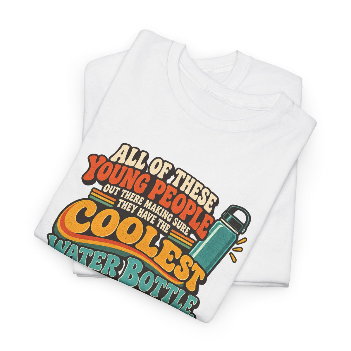 Retro 70s-80s Funny Water Bottle Tee — "Coolest Water Bottle" Graphic T-Shirt