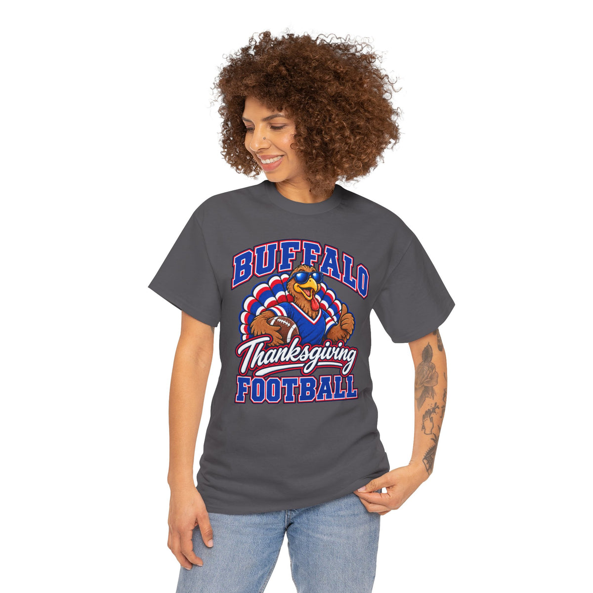 Buffalo Thanksgiving Football T-Shirt — Turkey Mascot Game Day Tee