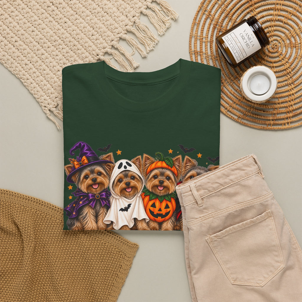 Halloween Yorkie T-Shirt — Cute Yorkies in Costumes (Pumpkin, Ghost, Witch, Vampire)
