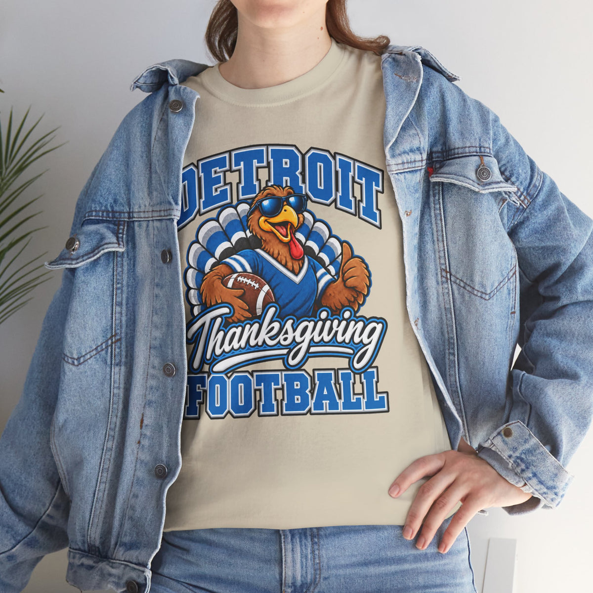 Detroit Thanksgiving Football Tee — Turkey Mascot Game Day Shirt