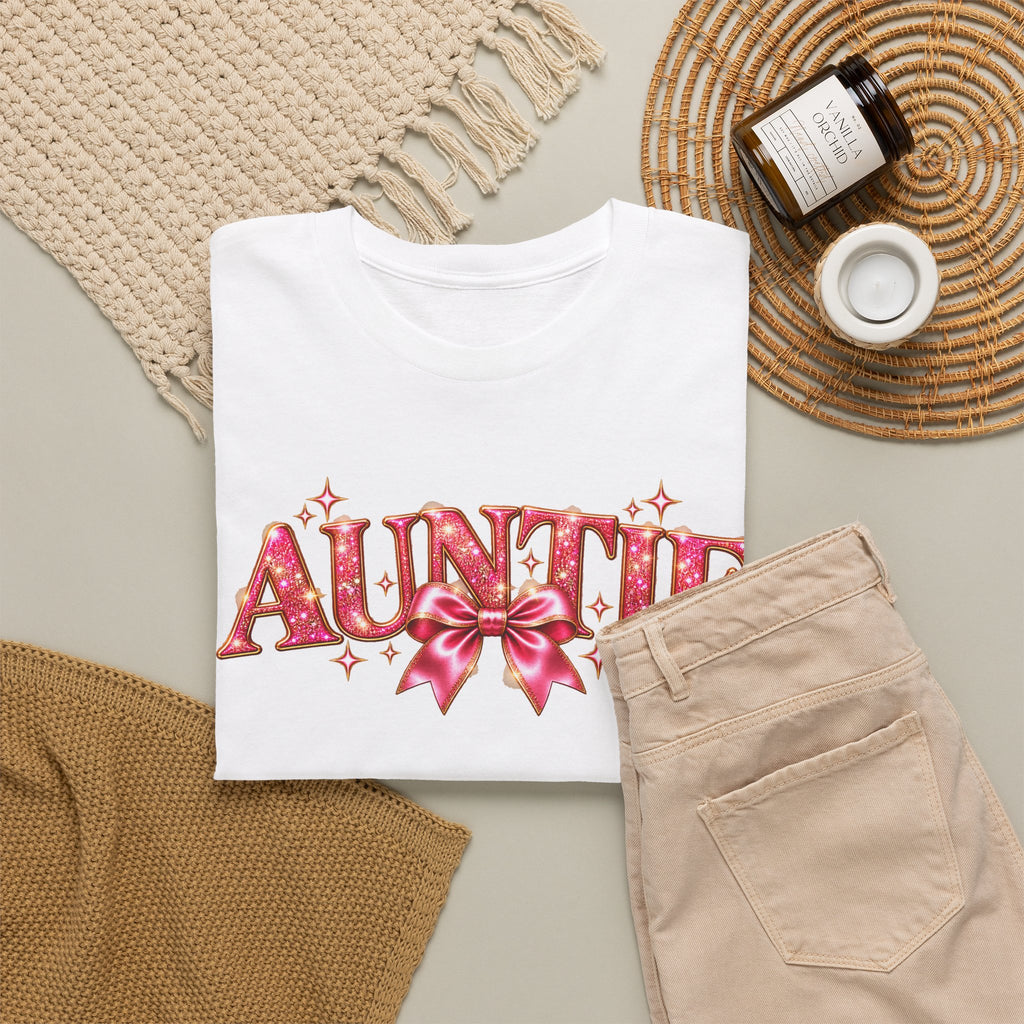 Auntie Graphic T-Shirt | Pink Bow Design