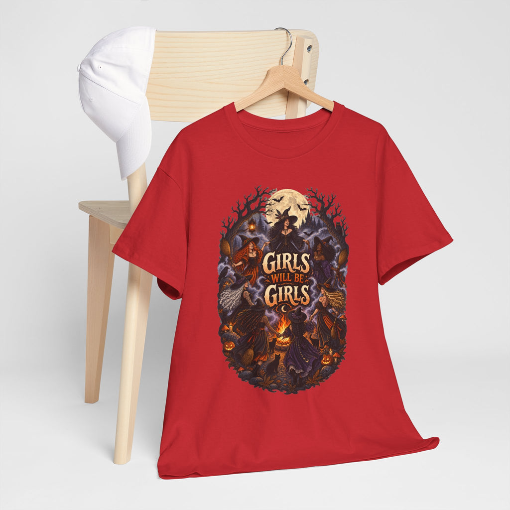 Girls Will Be Girls T-Shirt — Witchy Campfire Illustration Tee