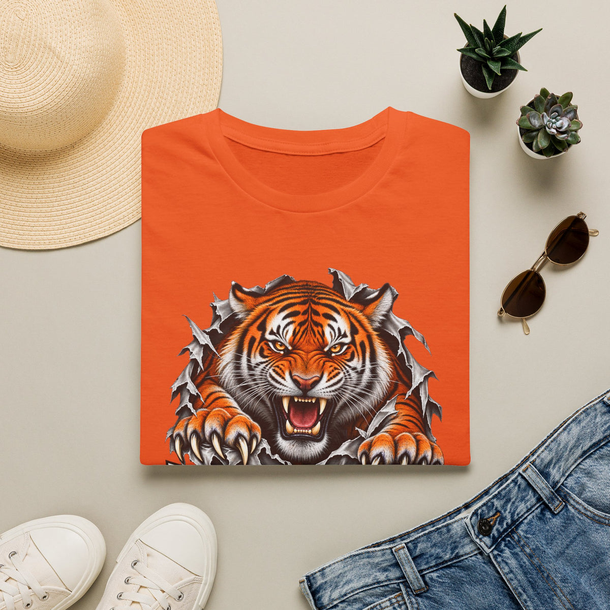 Tiger Graphic T-Shirt — "Who Dey!" Fierce Roaring Design