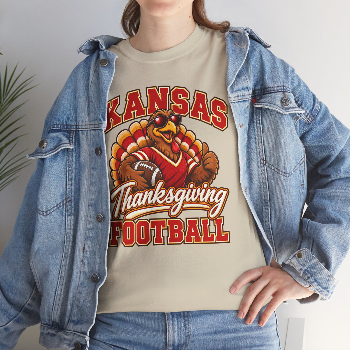 Kansas Thanksgiving Football T‑Shirt — Turkey Mascot Holiday Game Tee