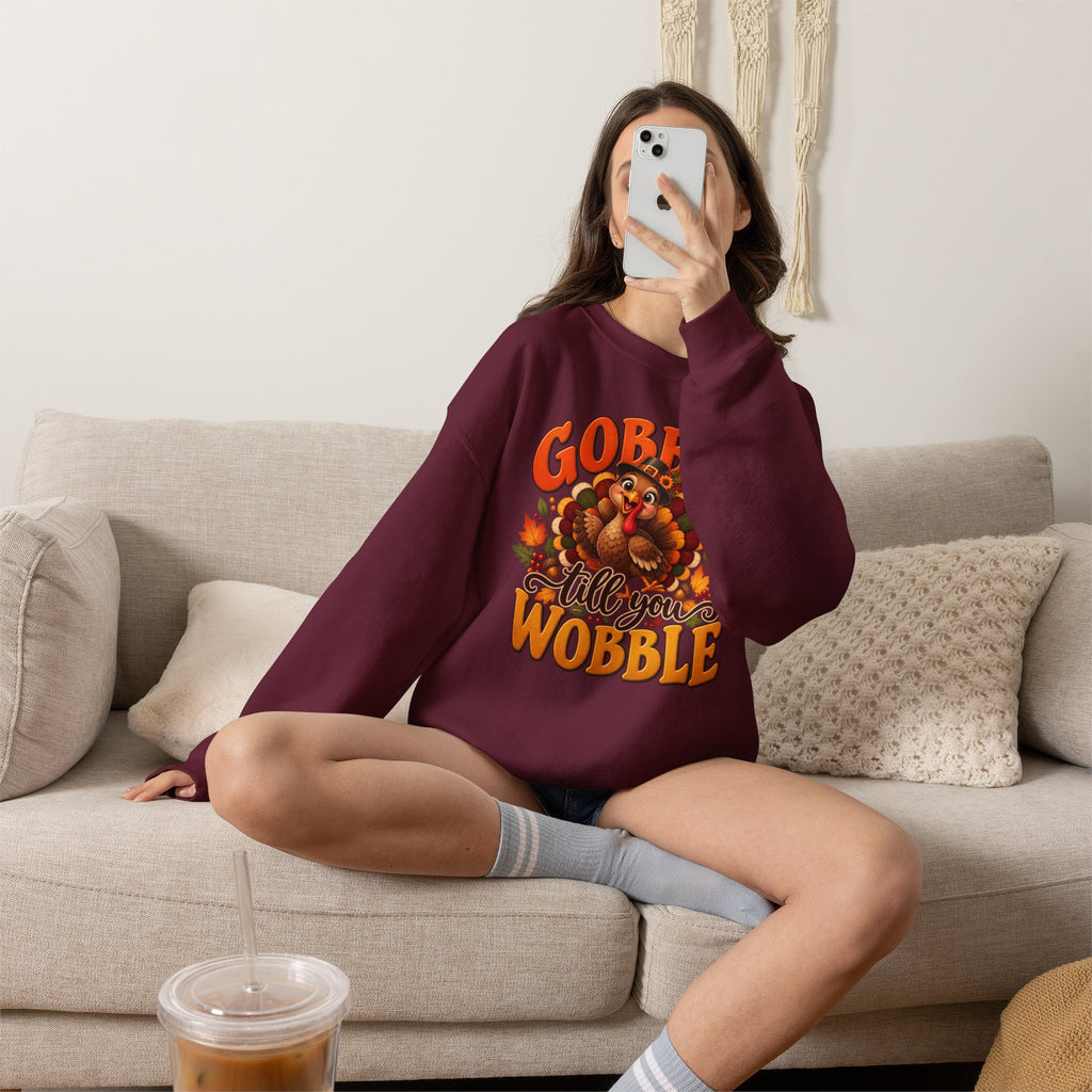 Thanksgiving Turkey 'Gobble Till You Wobble' Crewneck Sweatshirt