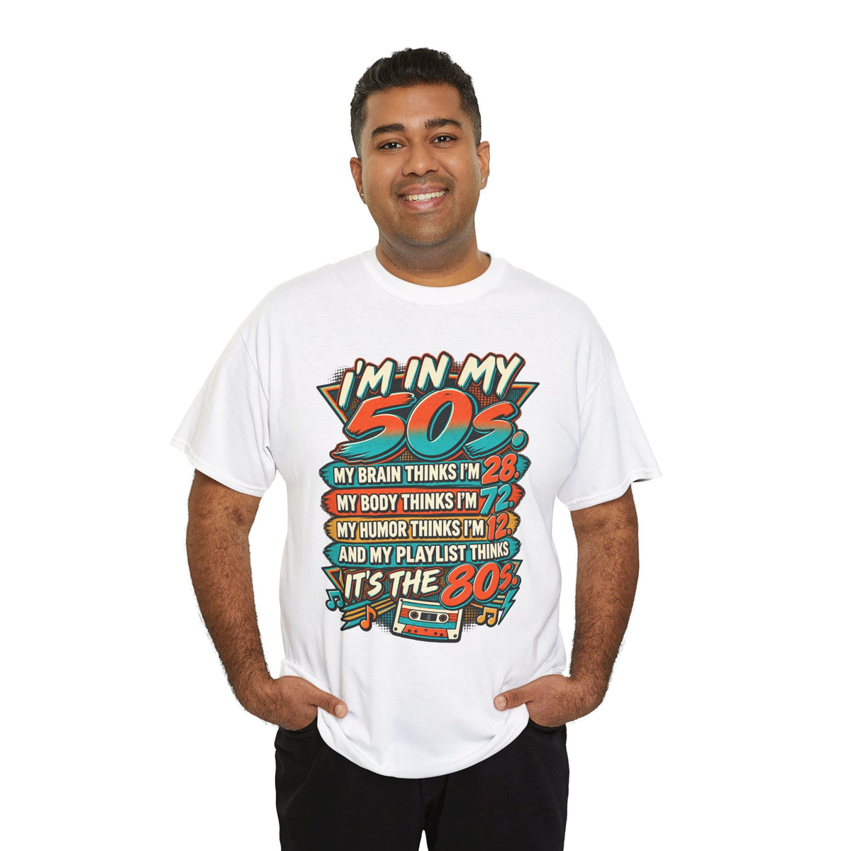 Retro 50s Birthday T‑Shirt — "I'm in My 50s" 80s Playlist Cassette Tee