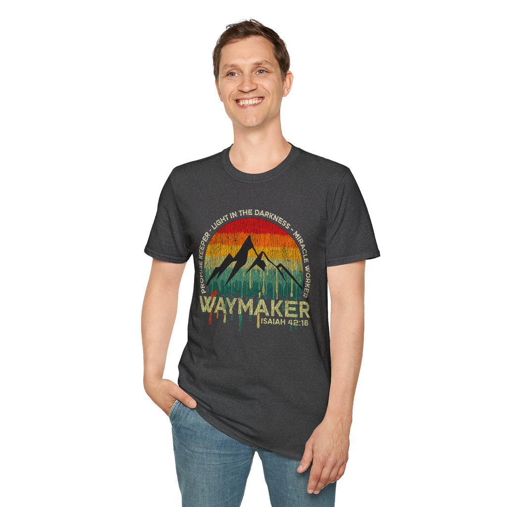 Waymaker Mountain T-Shirt — “Promise Keeper, Light in the Darkness” Christian Graphic Tee