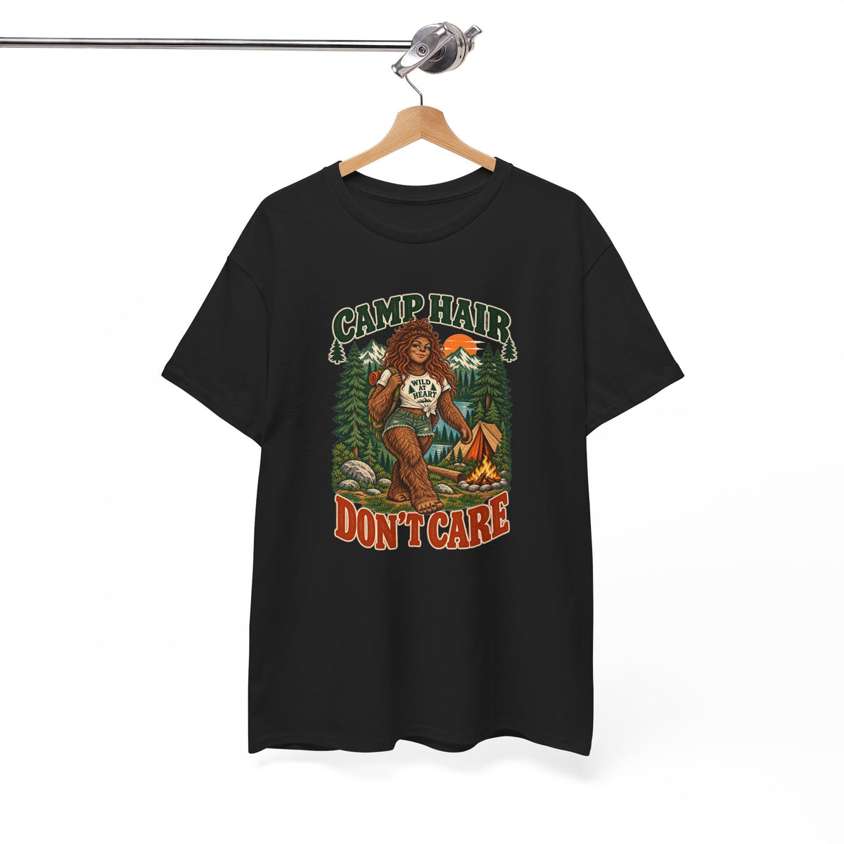 Camp Hair Don't Care T-Shirt — Retro Camping Graphic Tee