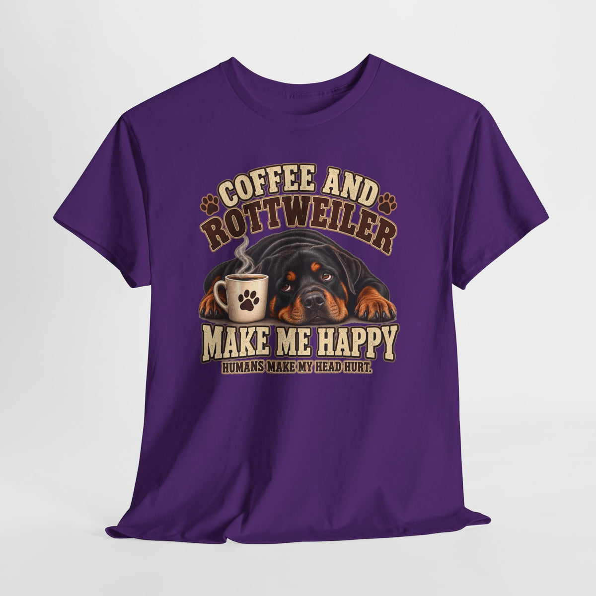 Coffee and Rottweiler Tee — "Coffee and Rottweiler Make Me Happy" Dog Lover Shirt