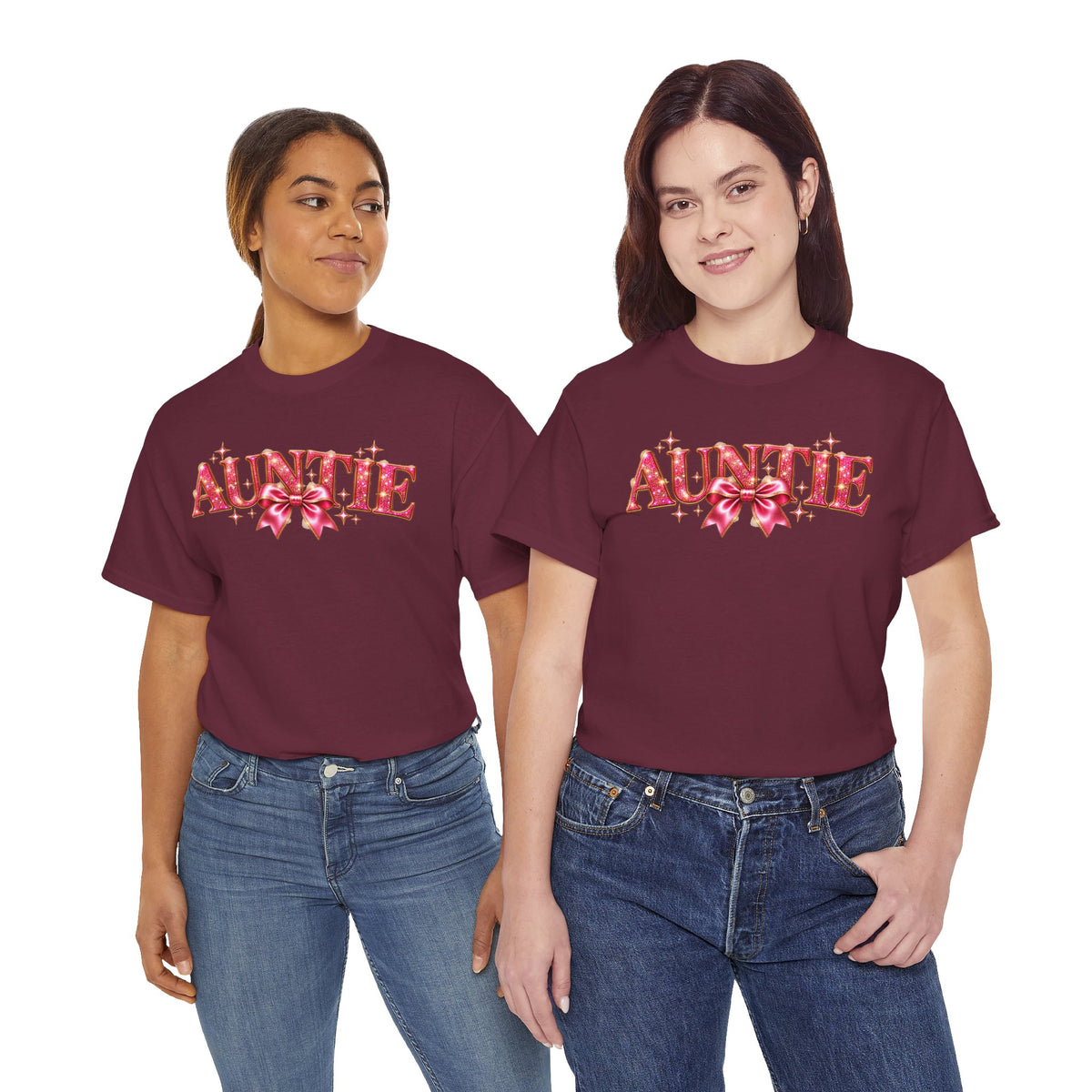 Auntie Graphic T-Shirt | Pink Bow Design