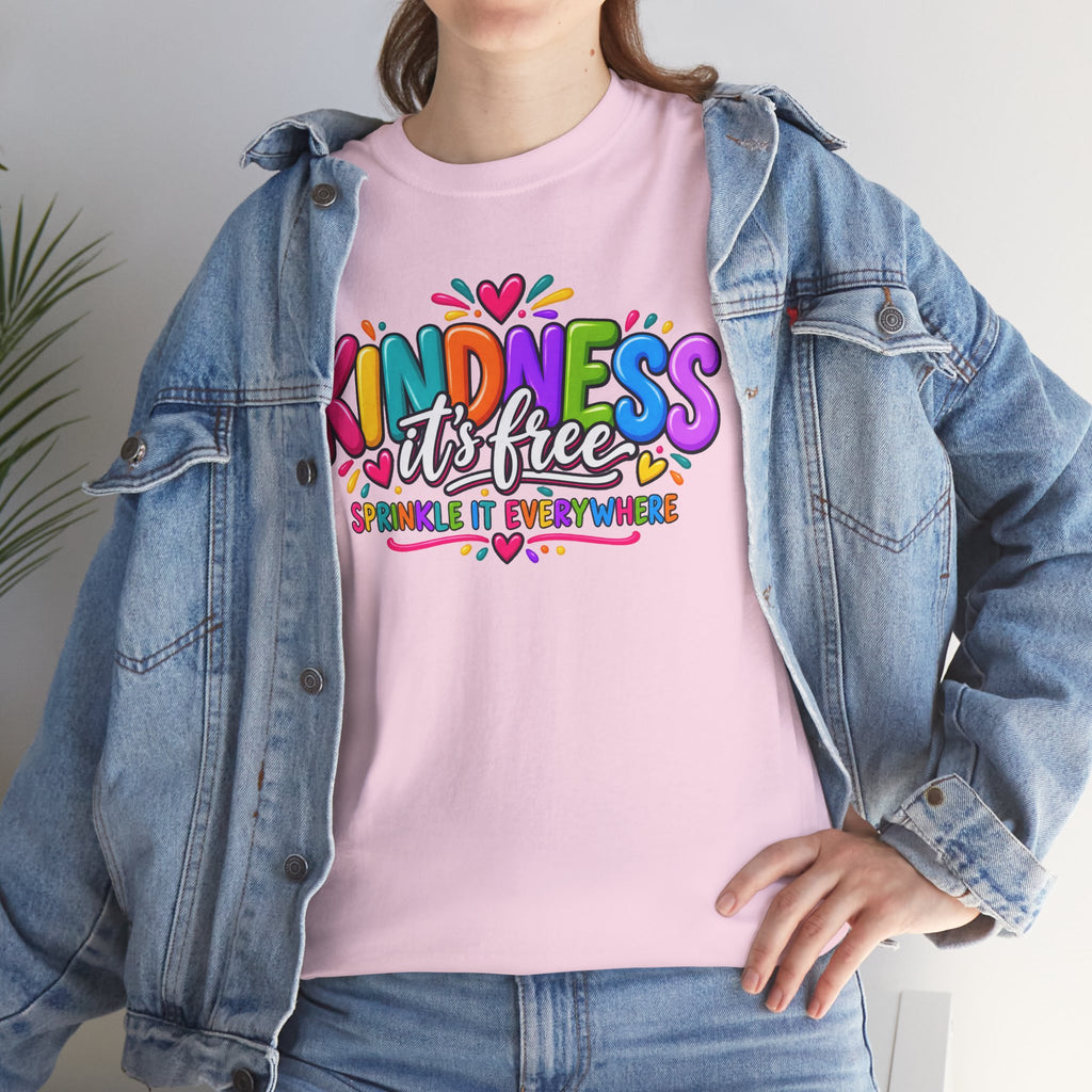 Kindness Is Free Rainbow Tee — Cute Positive Message T-Shirt
