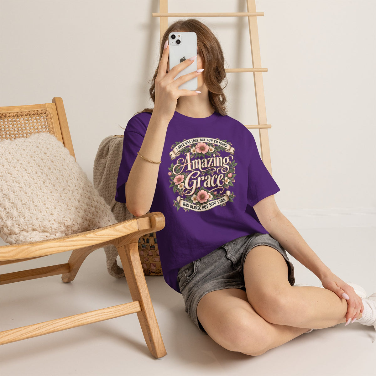 Amazing Grace Floral T-Shirt — Vintage Christian Faith Tee