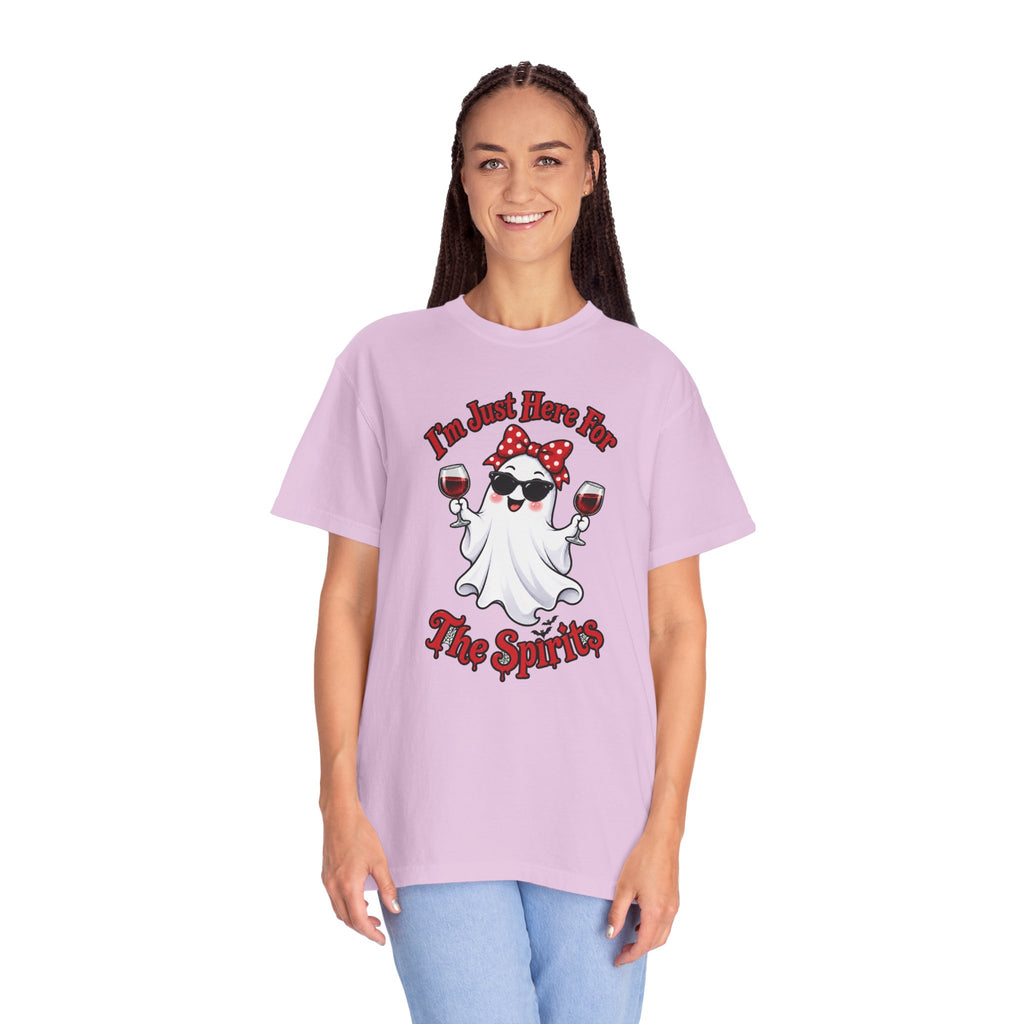 Wine Ghost T-Shirt — "I'm Just Here For The Spirits" Halloween Tee