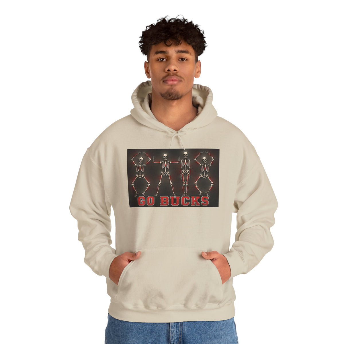 Go Bucks Hoodie — Vintage Red Deer Antlers Graphic Hooded Sweatshirt