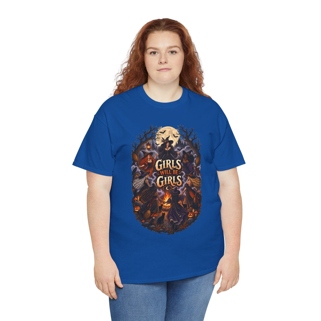 Girls Will Be Girls T-Shirt — Witchy Campfire Illustration Tee