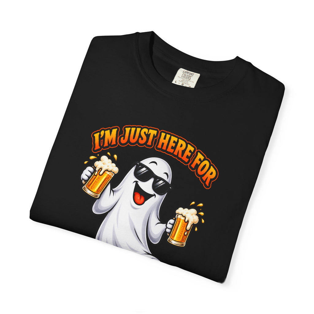 Halloween Beer Ghost T-Shirt - "I'm Just Here For The Boos" Party Tee