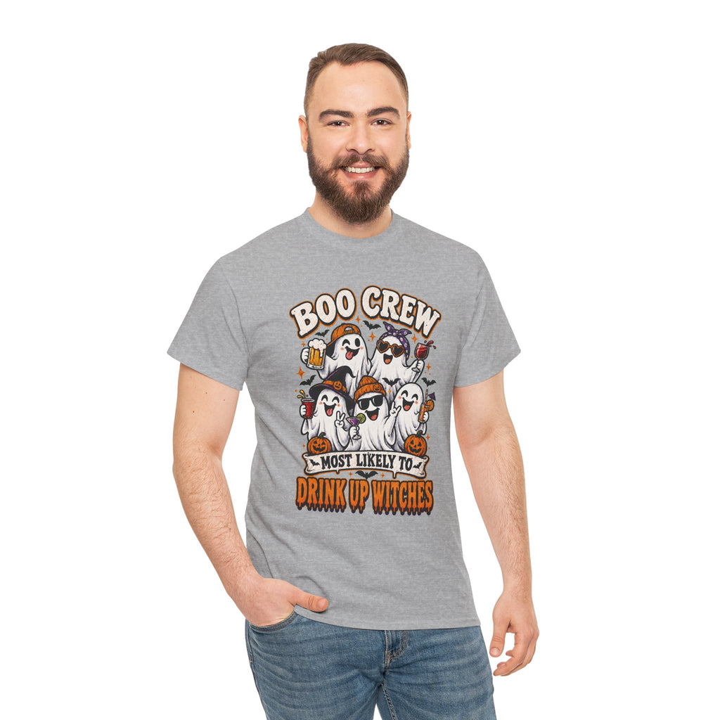 Boo Crew Halloween Tee — "Most Likely to Drink Up Witches" Ghost Party Shirt