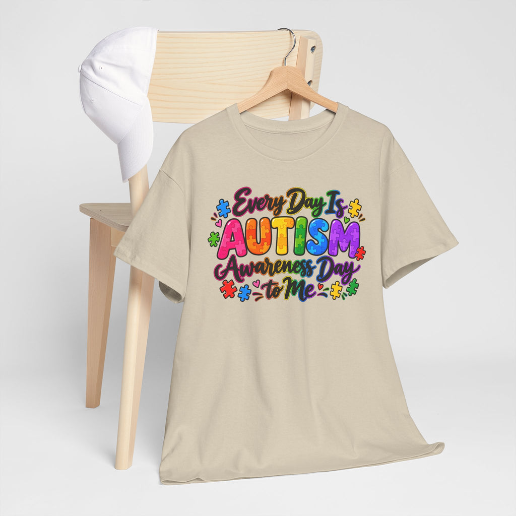 Autism Awareness T-Shirt — "Every Day Is Autism Awareness Day to Me" Colorful Puzzle Tee