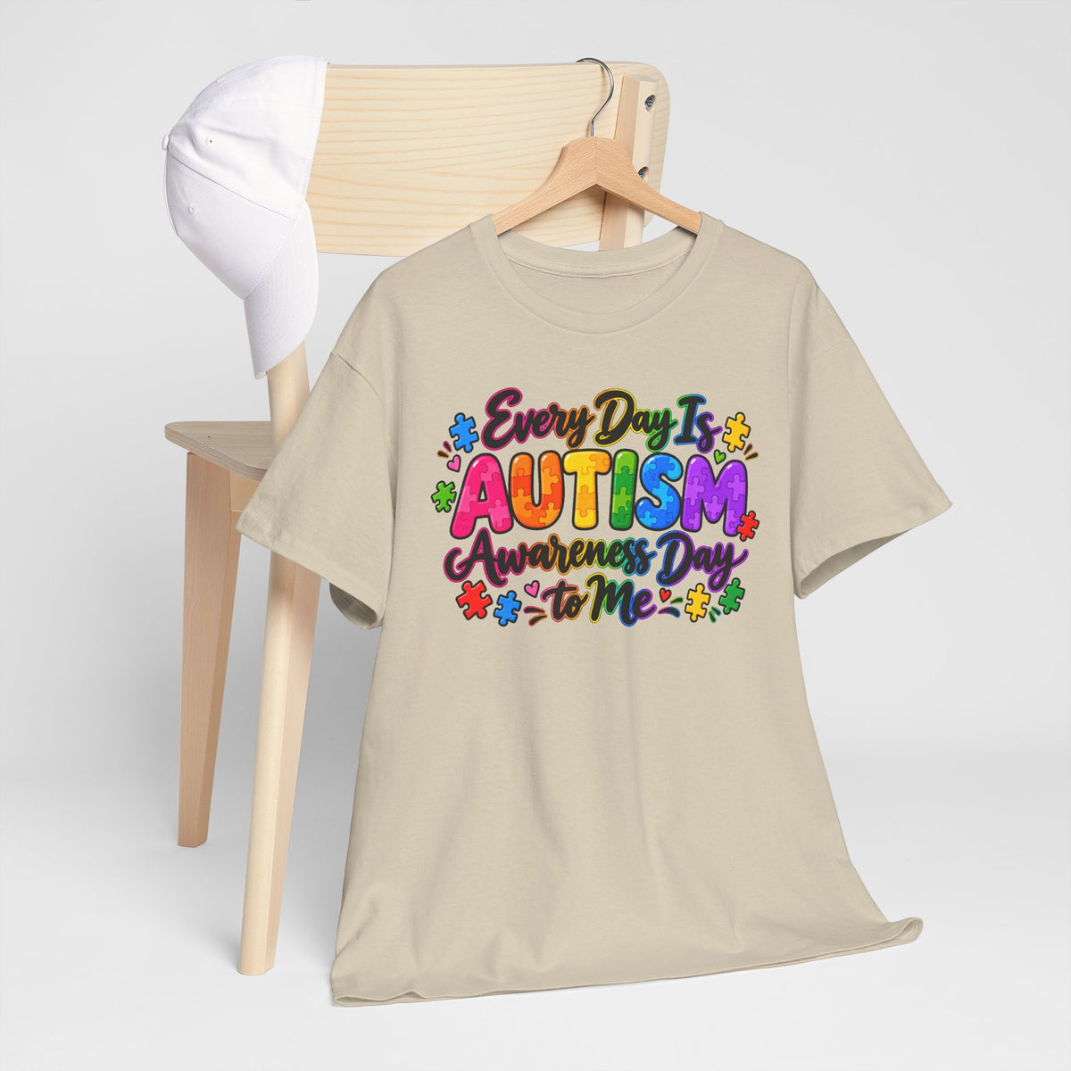 Autism Awareness T-Shirt — "Every Day Is Autism Awareness Day to Me" Colorful Puzzle Tee