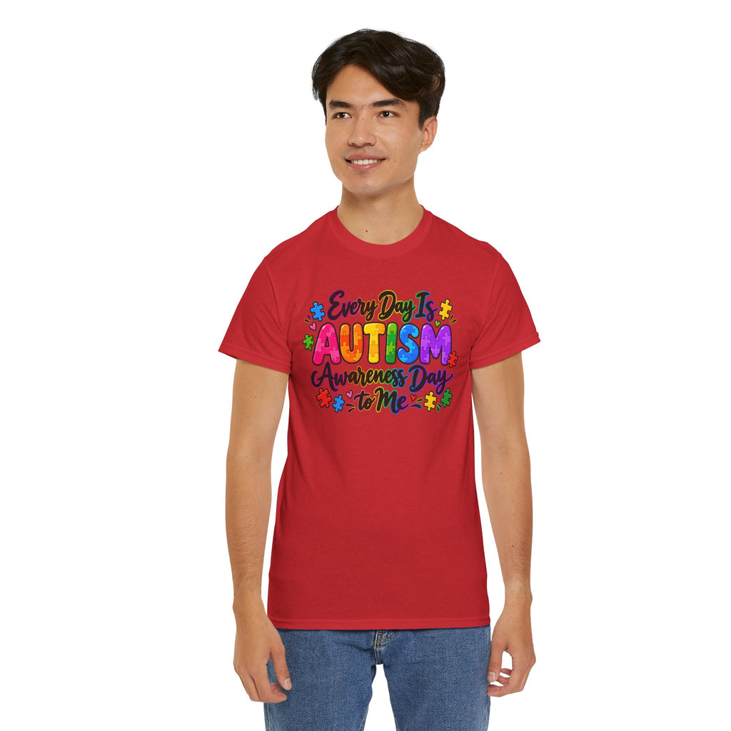 Autism Awareness T-Shirt — "Every Day Is Autism Awareness Day to Me" Colorful Puzzle Tee