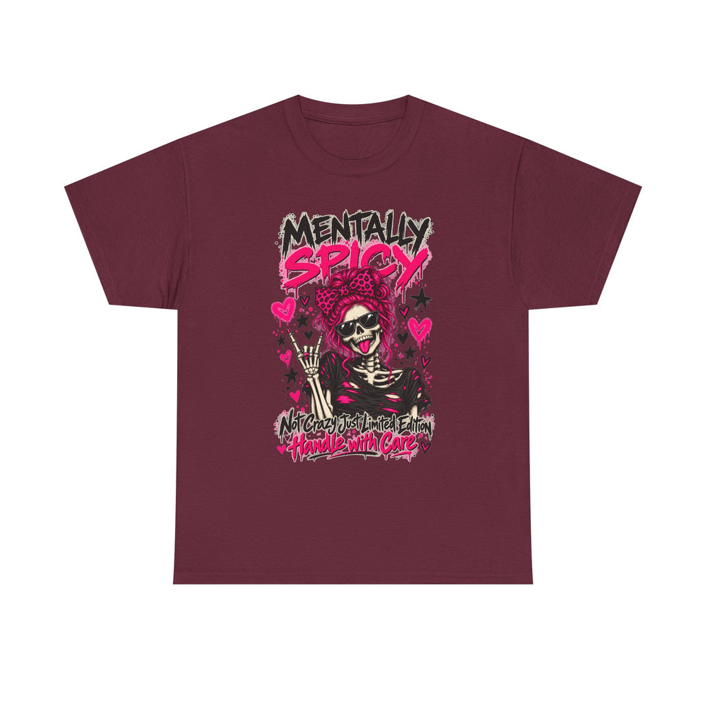 Mentally Spicy Skeleton Graphic T-Shirt