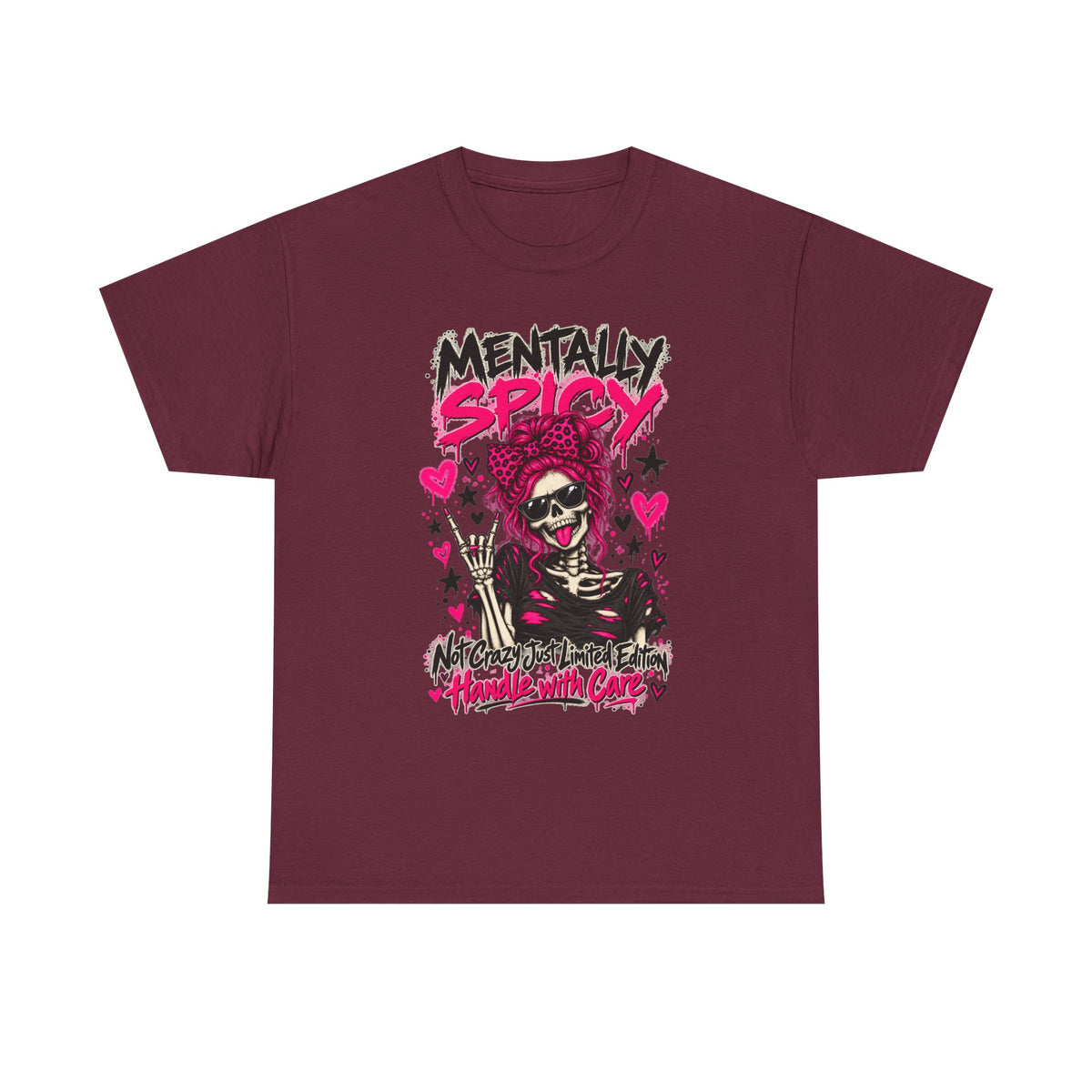 Mentally Spicy Skeleton Graphic T-Shirt
