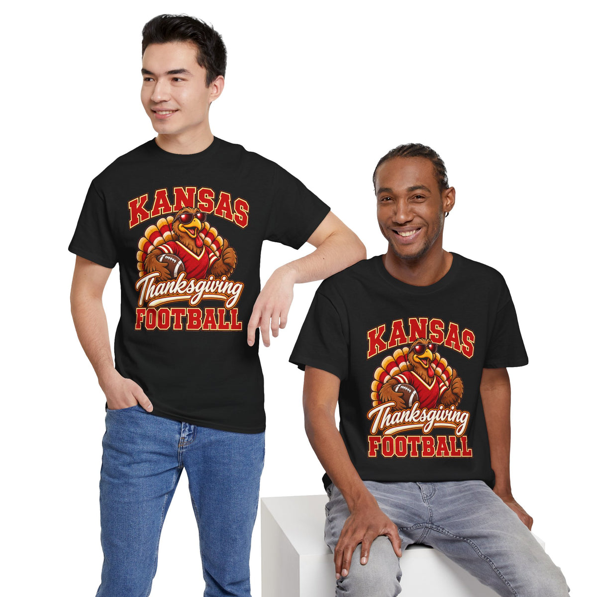 Kansas Thanksgiving Football T‑Shirt — Turkey Mascot Holiday Game Tee