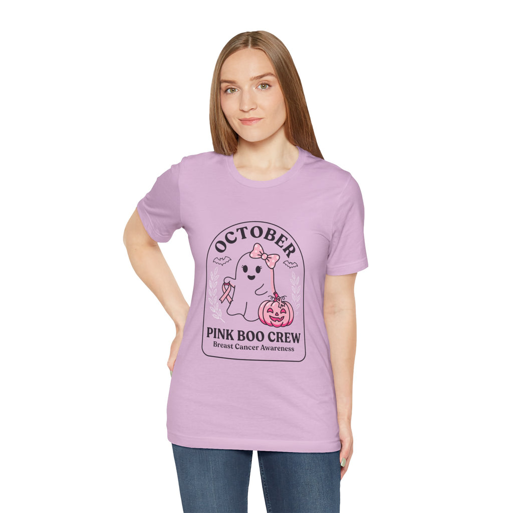 October Pink Boo Crew Tee — Breast Cancer Awareness Ghost T-Shirt
