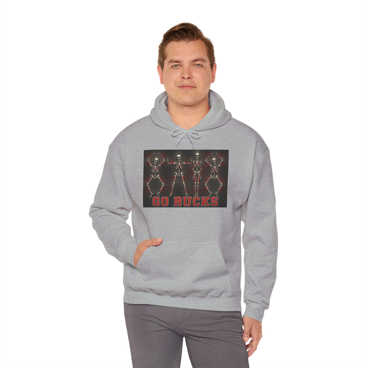 Go Bucks Hoodie — Vintage Red Deer Antlers Graphic Hooded Sweatshirt