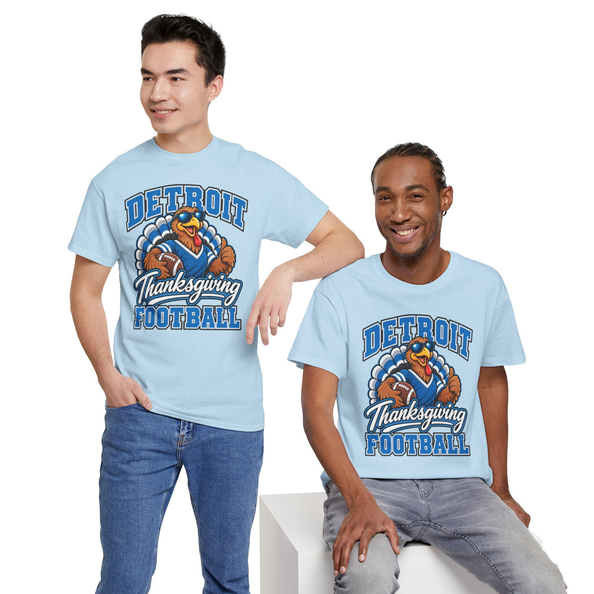 Detroit Thanksgiving Football Tee — Turkey Mascot Game Day Shirt