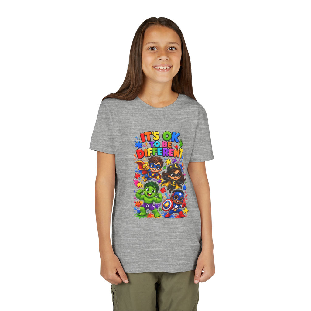 Kids T-Shirt — "It's OK to Be Different" Colorful Superhero Diversity Tee