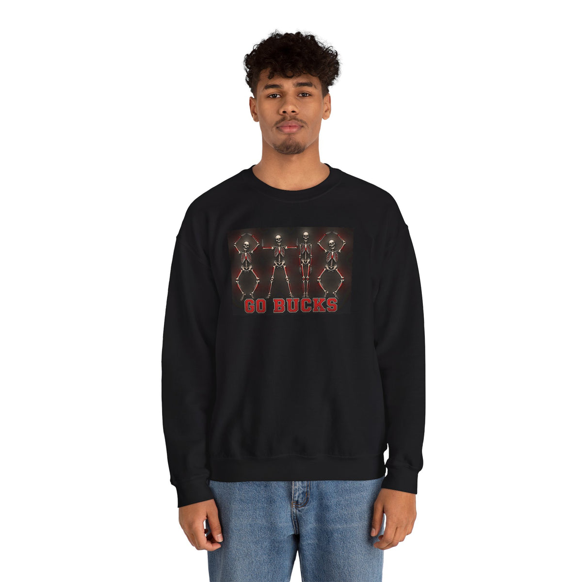 Crewneck Sweatshirt — 'Go Bucks' Dance Skeletons Graphic