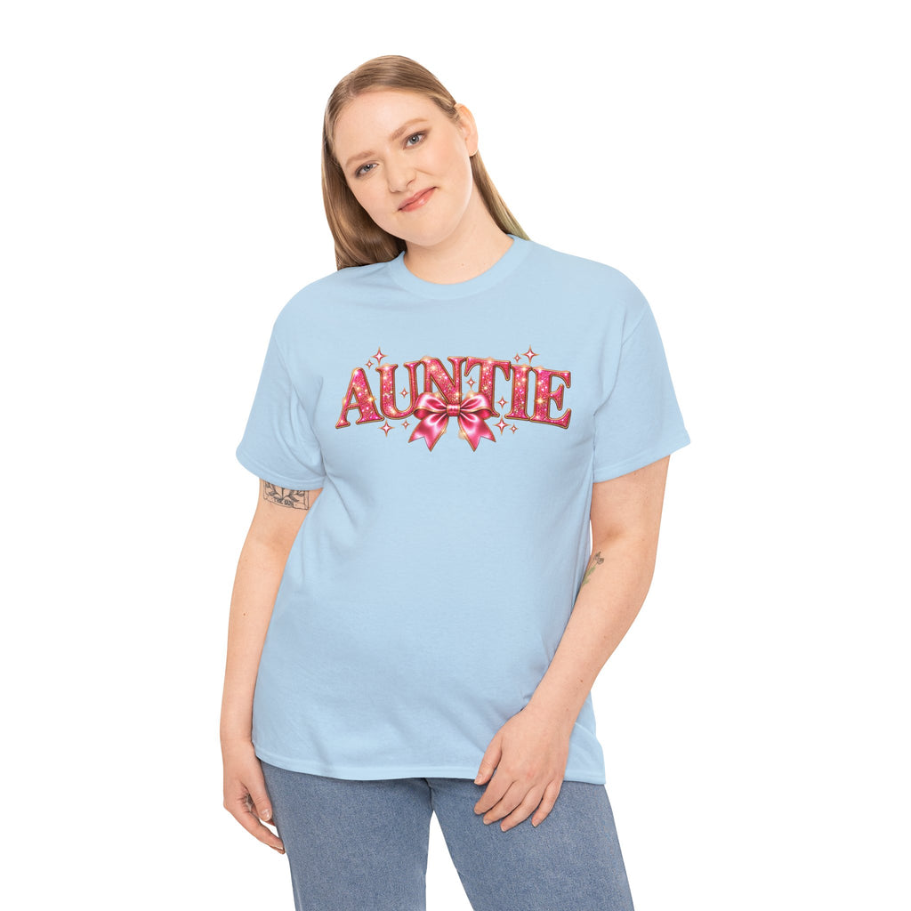 Auntie Graphic T-Shirt | Pink Bow Design
