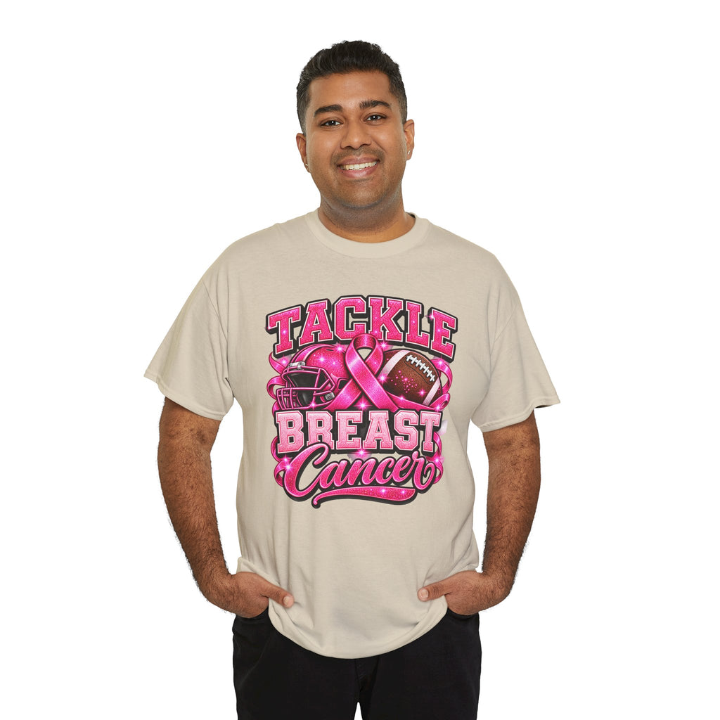 T-Shirt — "Tackle Breast Cancer" Pink Football Awareness Tee