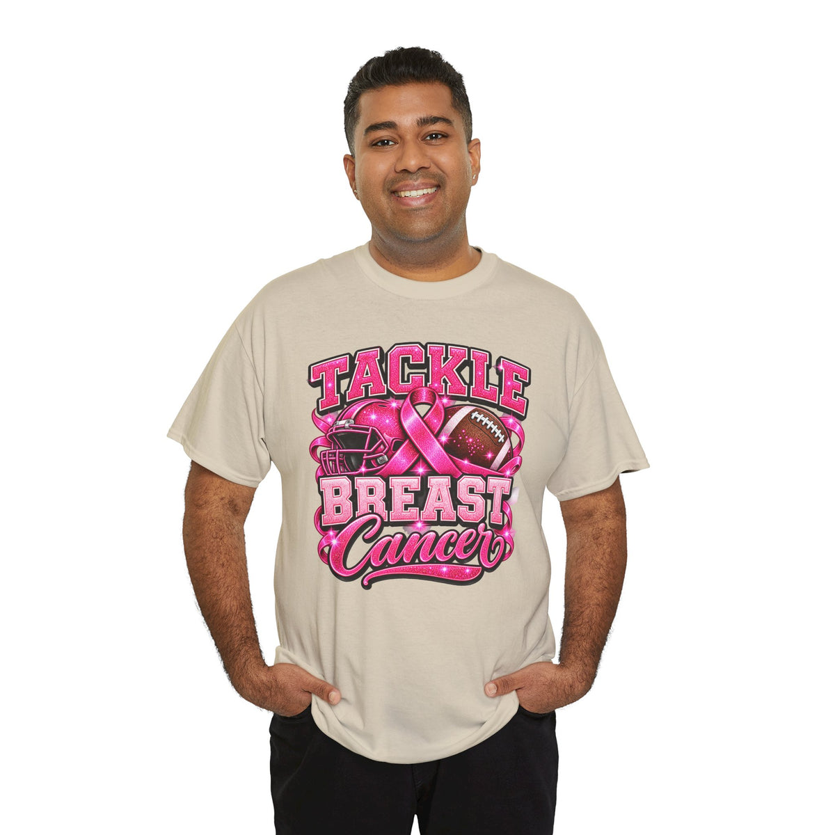 T-Shirt — "Tackle Breast Cancer" Pink Football Awareness Tee