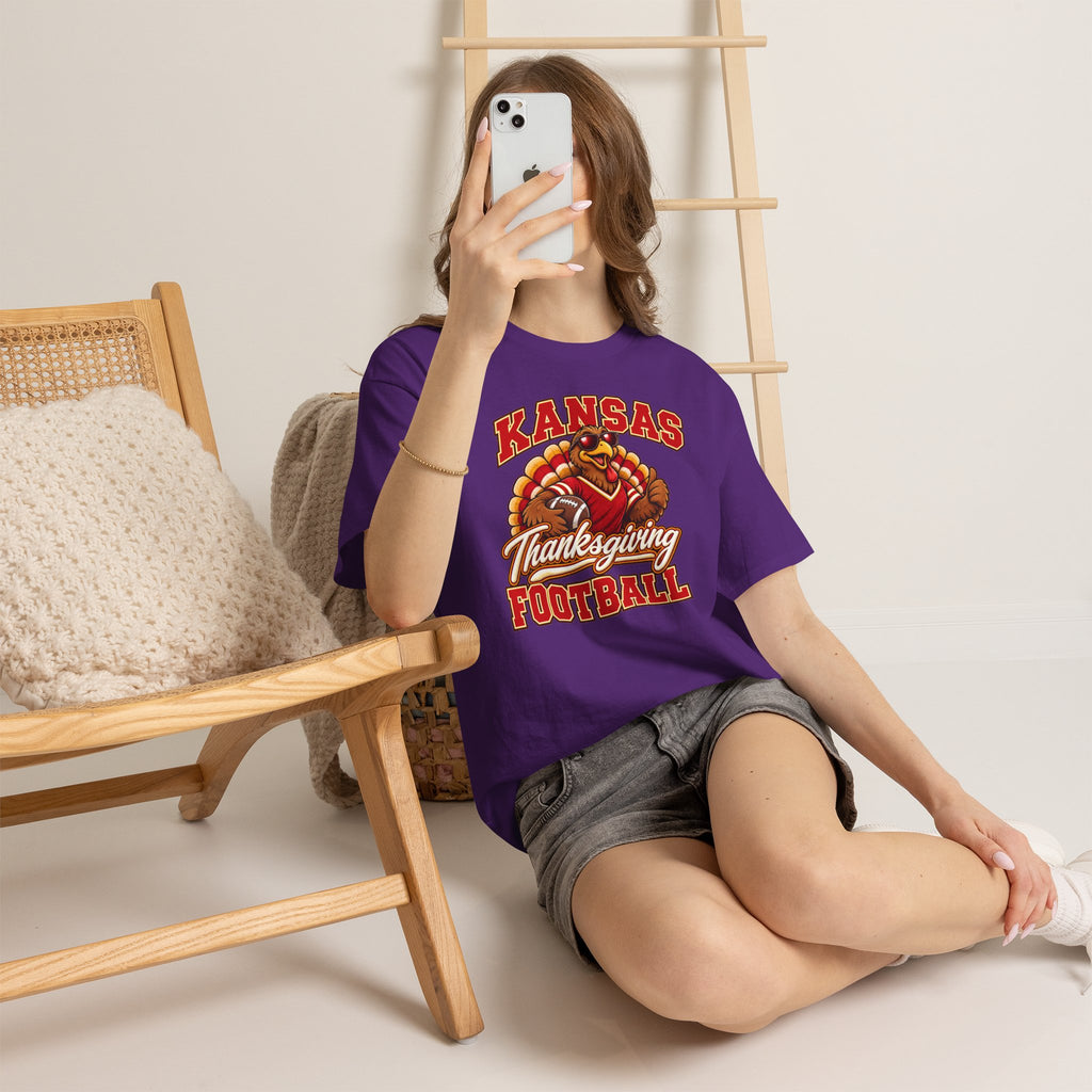Kansas Thanksgiving Football T‑Shirt — Turkey Mascot Holiday Game Tee