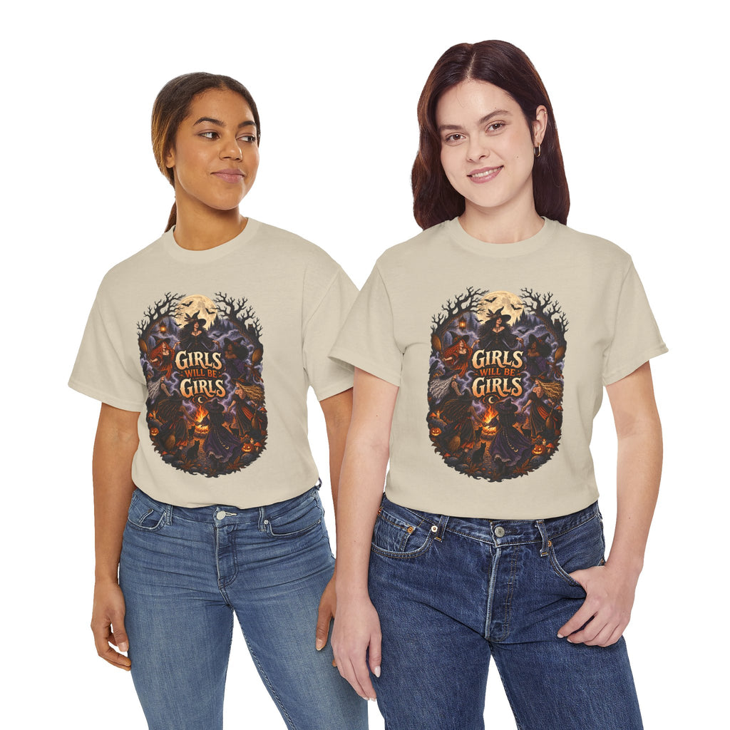Girls Will Be Girls T-Shirt — Witchy Campfire Illustration Tee