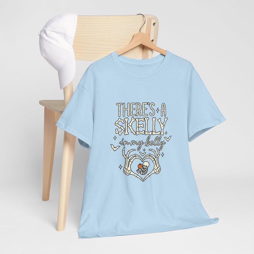 Skeleton Heart T‑Shirt — "There's a Skelly in My Belly" Cute Halloween Tee