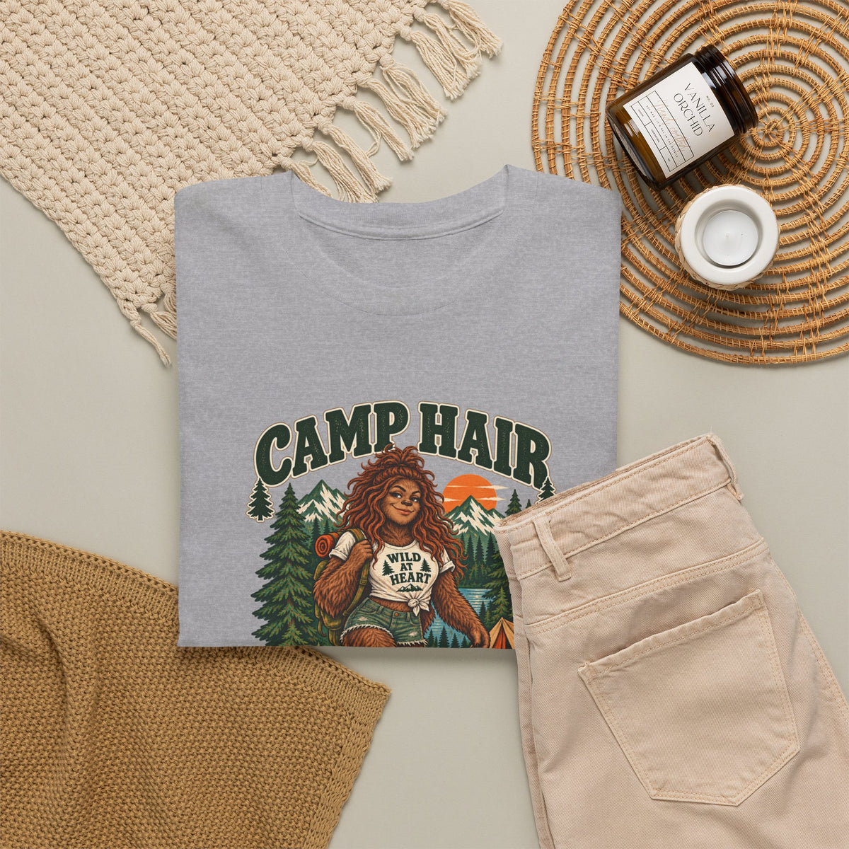 Camp Hair Don't Care T-Shirt — Retro Camping Graphic Tee