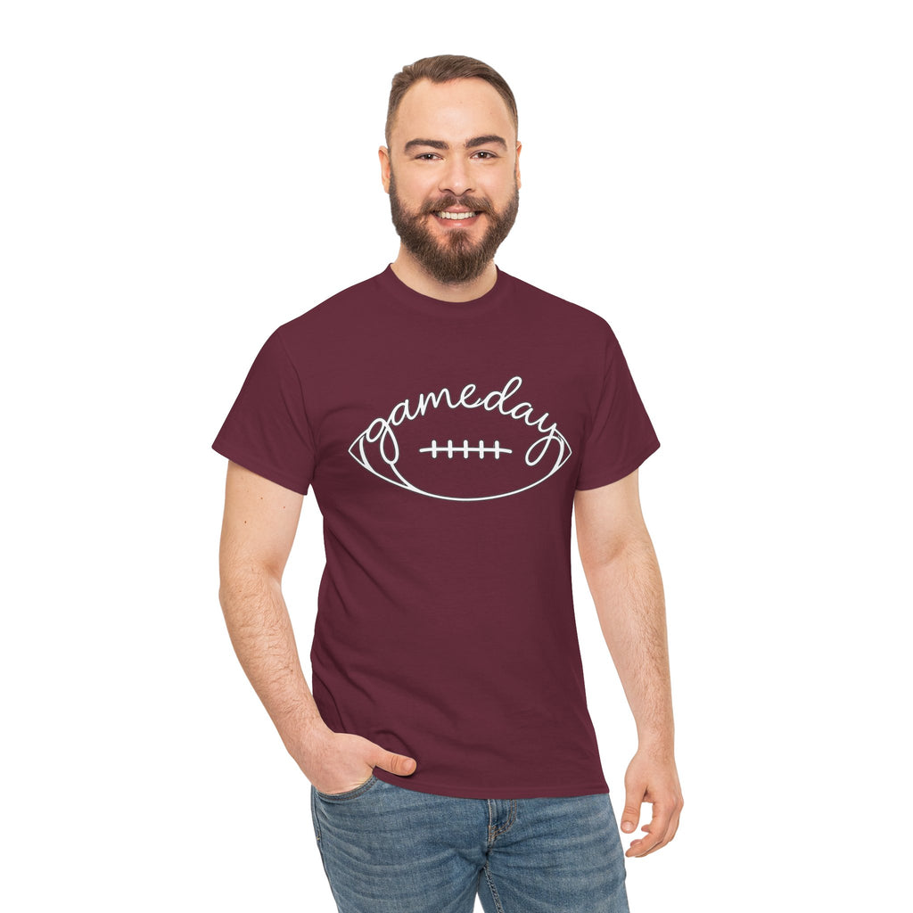 Gameday Football Tee — 'gameday' Script Football Graphic T-Shirt